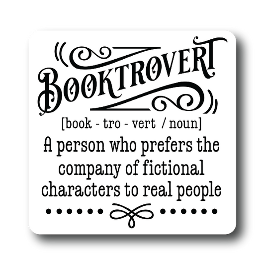 Booktrovert Vinyl Sticker - Funny Book Lover Aesthetic for Fiction Fans.