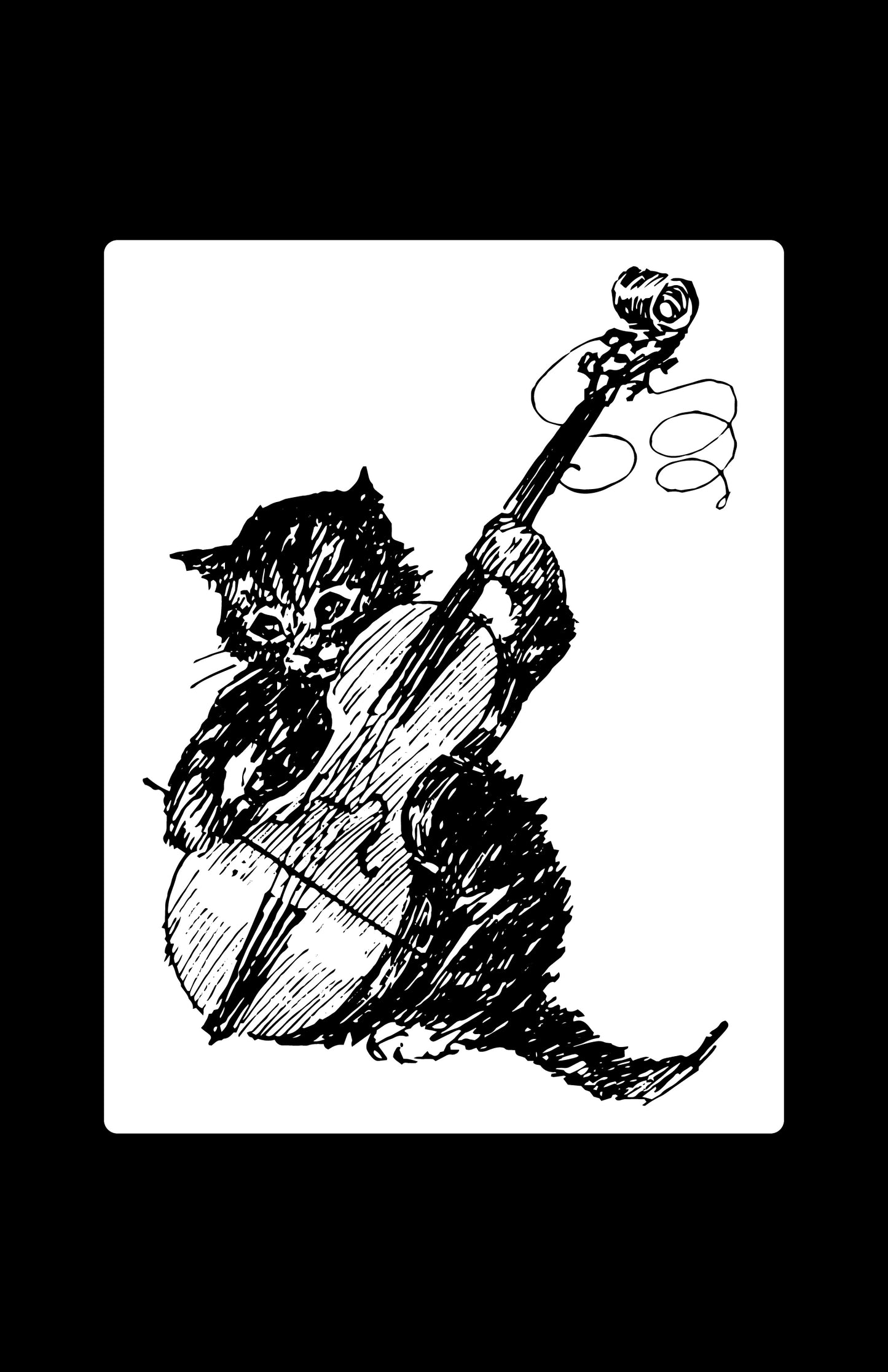 Cat Playing Fiddle Sticker Decorative Stickers HOUSE OF SWANK