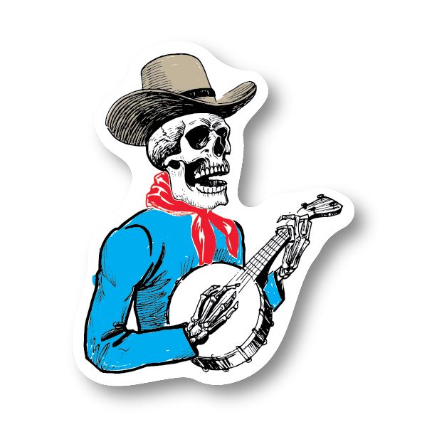 Cowboy Skeleton Playing Banjo Sticker Decorative Stickers HOUSE OF SWANK