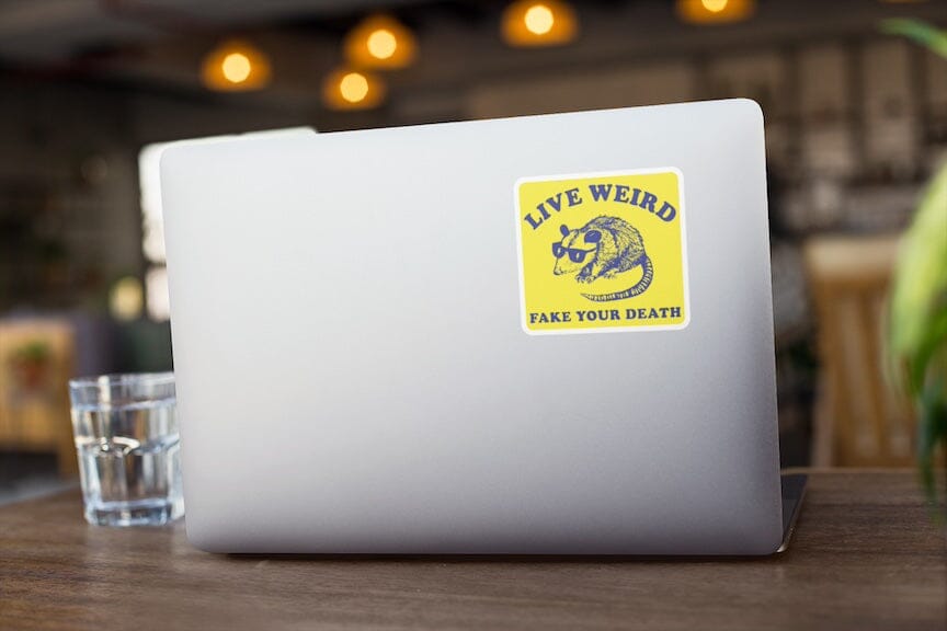 Live Weird Fake Your Death Possum Sticker Decorative Stickers HOUSE OF SWANK