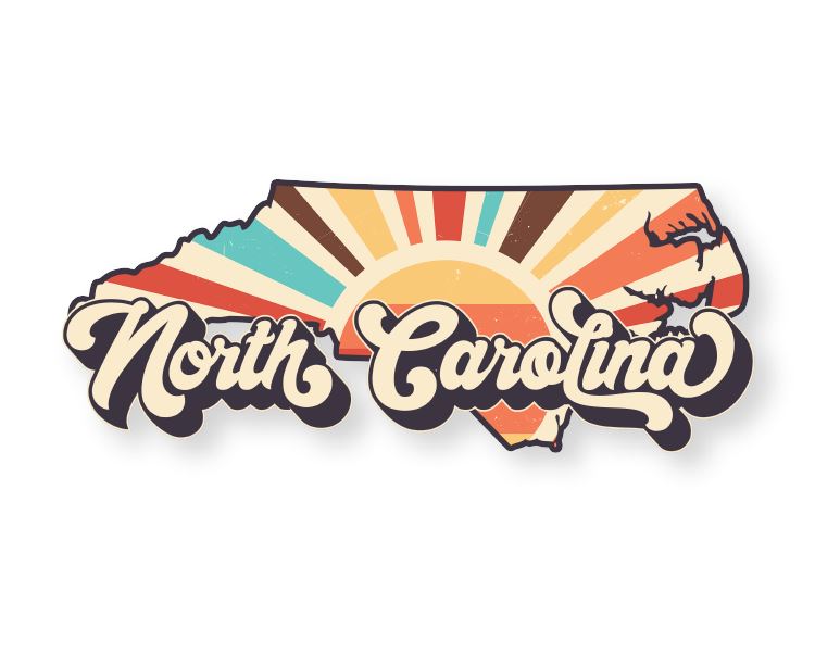 North Carolina Retro Sticker Decorative Stickers HOUSE OF SWANK