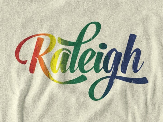 Raleigh NC Script PRIDE RAINBOW shirt - SHIRT - House of Swank Raleigh NC